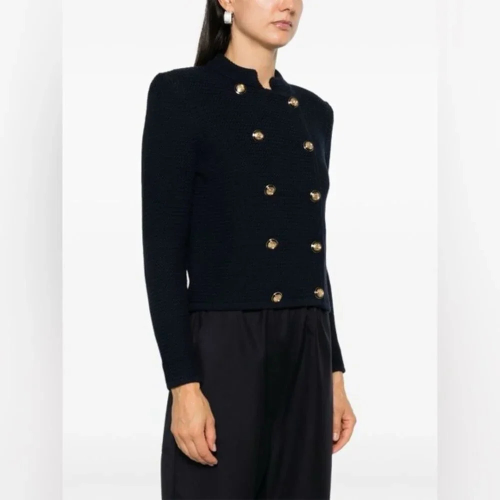 NWT Ba&sh Louman Long Sleeve Cardigan Jacket in Marine Navy Blue | size 2 / M - Picture 5 of 15